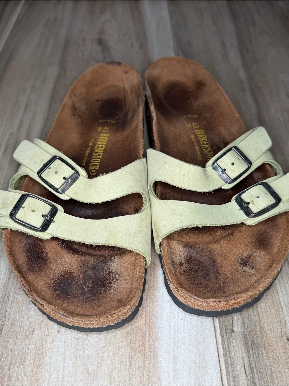 Birkenstock Ibiza Two Strap Light Green Mens Leather Sandals Sz US 10 / EUR 43 - Picture 2 of 9
